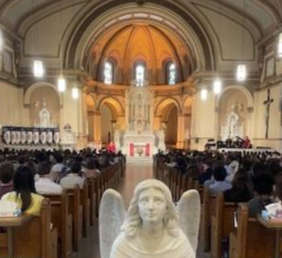 Angel statue inside a chapel
