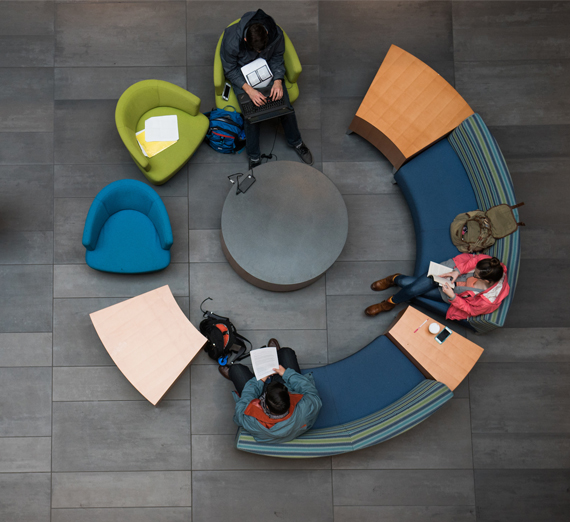 Students sitting in Hemmingson Center.