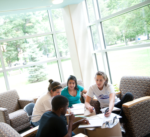 Students working in huges.