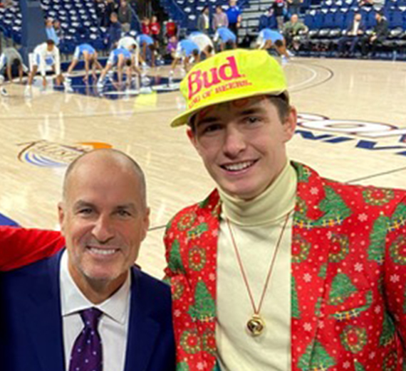 Sam Nieslanik at a basketball game in The Kennel 