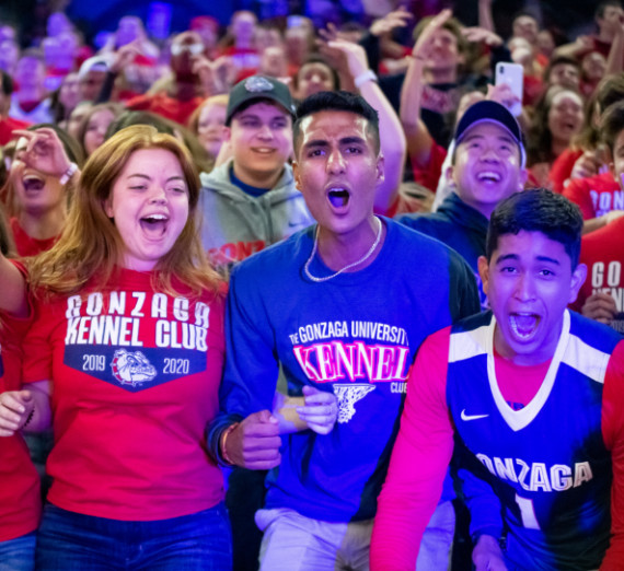 Students cheer on the Zags in the 2019 Kraziness in the Kennel