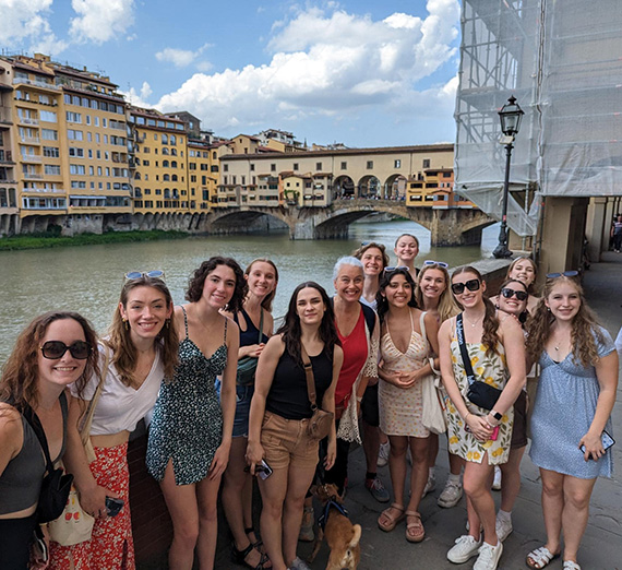 The dance group poses for a photo in Ponte Vechio