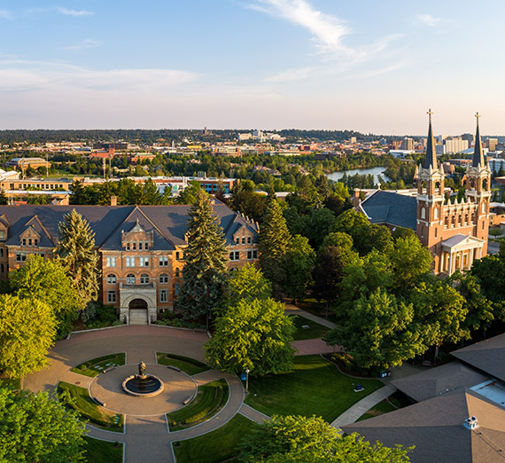 An aerial view of Gonzaga's campus