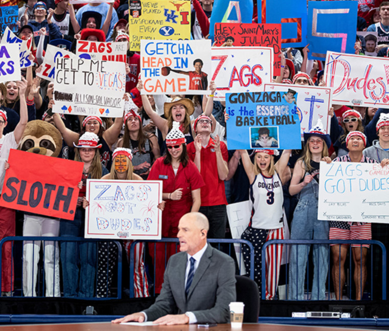 The crowd at a Gonzaga basketball game.
