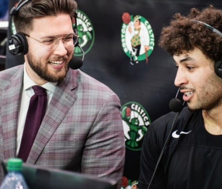 Spencer Martin and Anton Watson announcing at a game.