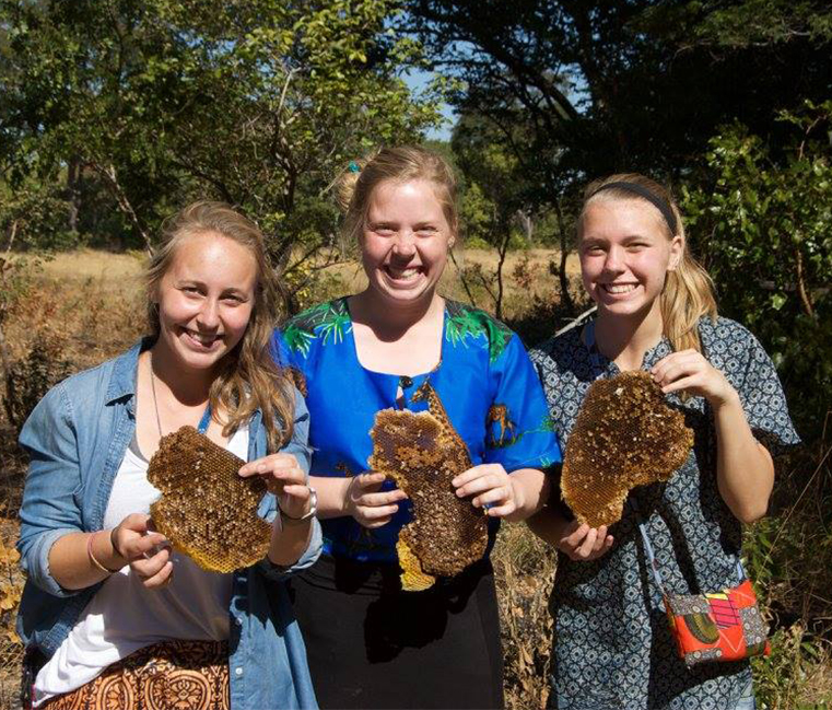 Comprehensive Leadership Program students with Zambia Gold honey