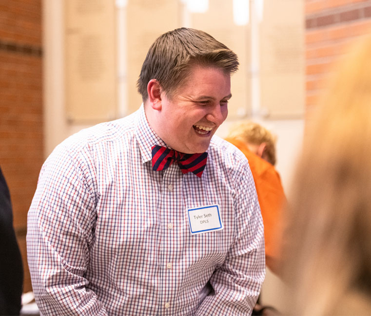Student laughing during 2019 Leadership Symposium.