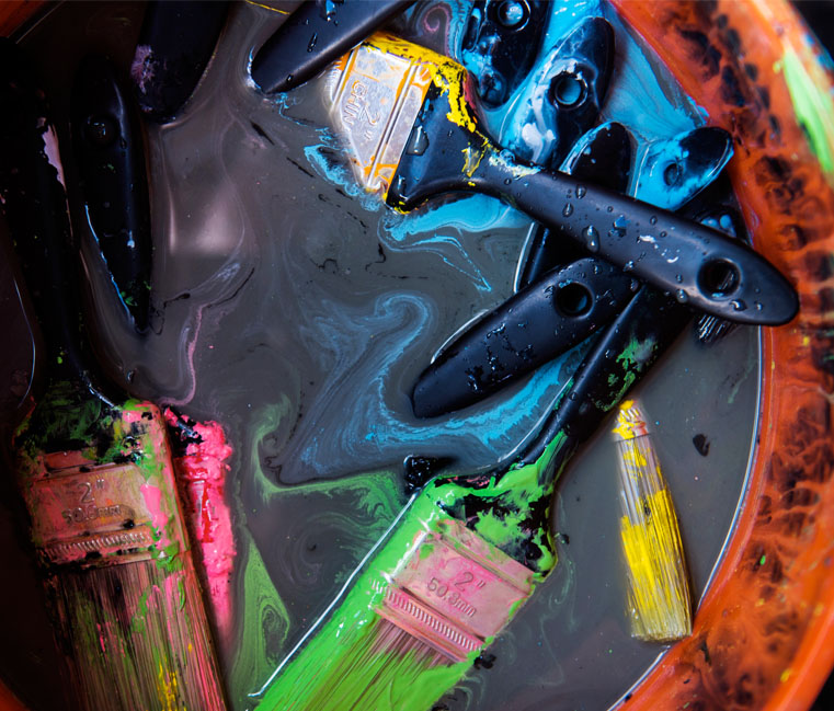 Paint brushes in water 