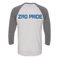 Back of long sleeve shirt says Zag Pride