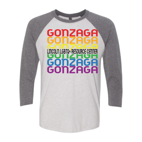Front of long sleeve t-shirt with repeating Gonzaga