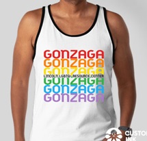 Front of tank top with repeating Gonzaga