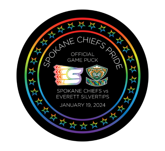 logo for spokane chiefs hockey and pride night