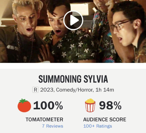 screenshot of movie trailer and review score
