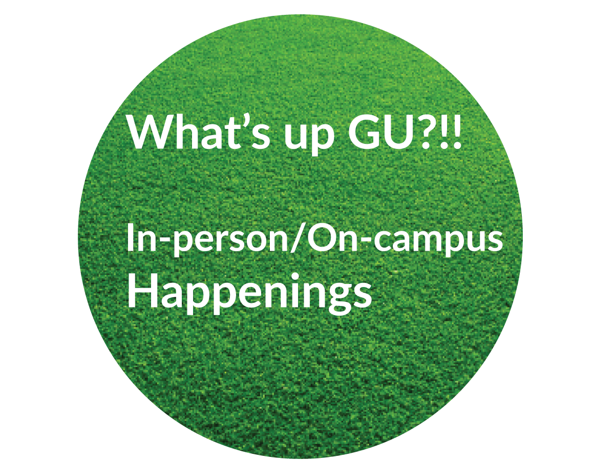 Green grass button with In-person written