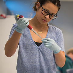 Student in lab
