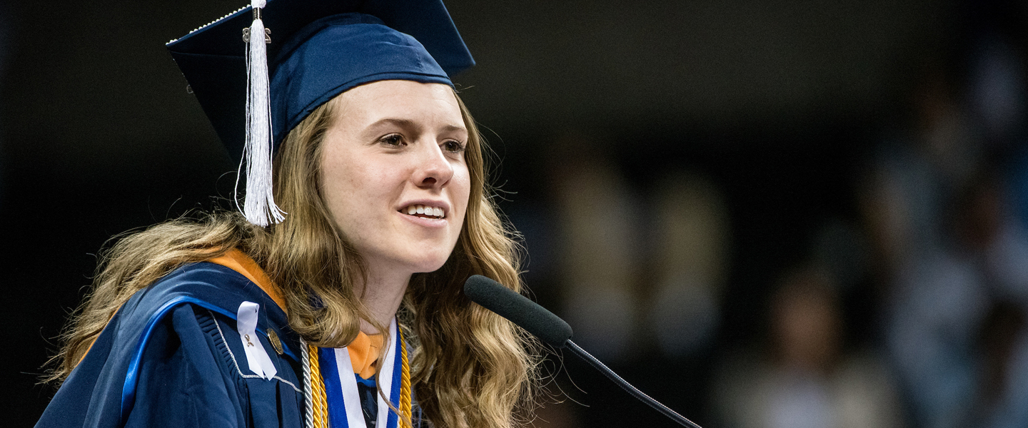 Molly Bosch speaks at commencement