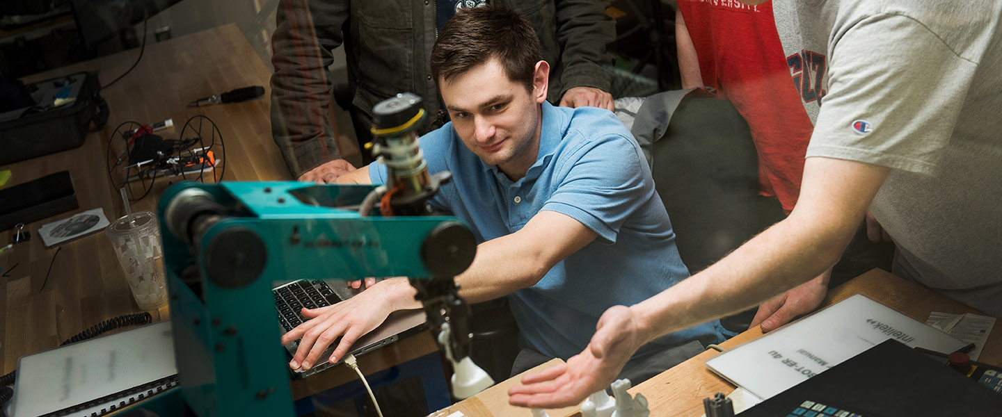 Student in engineering lab