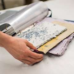 Telling War paper making session on April 24, 2018 in the Jundt Ceramics Lab.