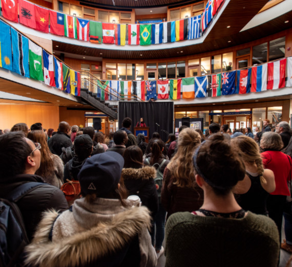 students gathered in hemmingson