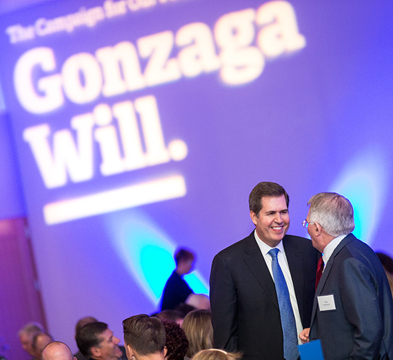 President McCulloh smiling at the Gonzaga Will campaign.