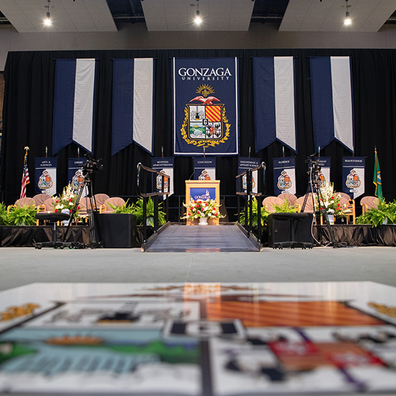 The stage at Gonzaga's commencement ceremony.