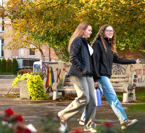 Gonzaga students walk through campus.