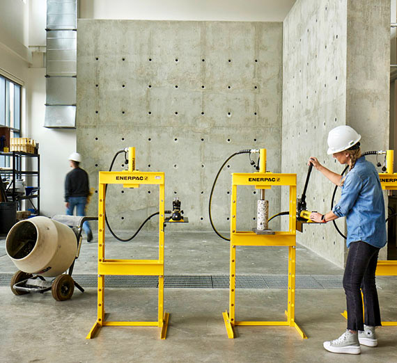 Students work in The Bollier Center's Structures Lab.