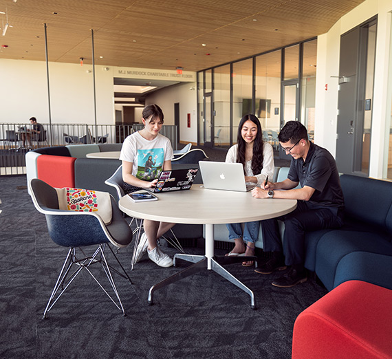 Students study in one of The Bollier Center's many open spaces.
