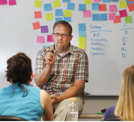 A professor lecturing students 