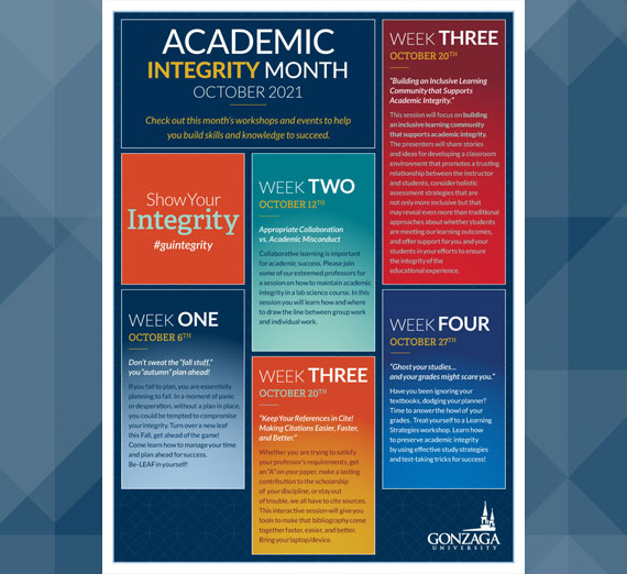 Academic Integrity Month Workshop Series Calendar Social Media Thumbnail Graphic