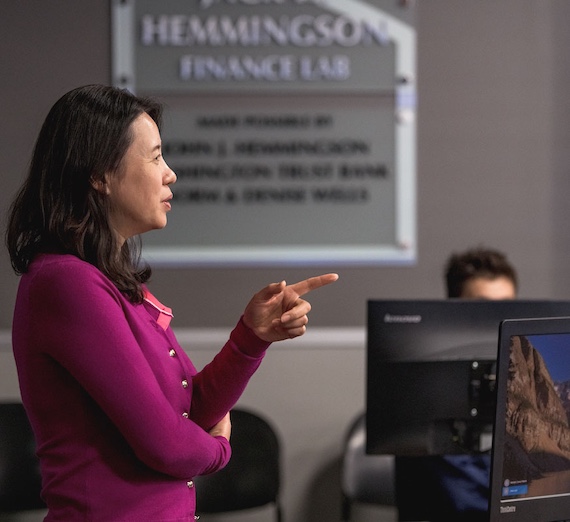 Professor teaching Finance class