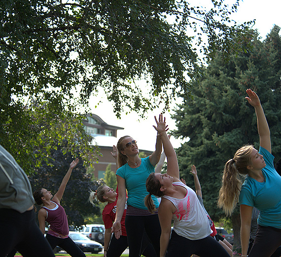 Yoga in the grass