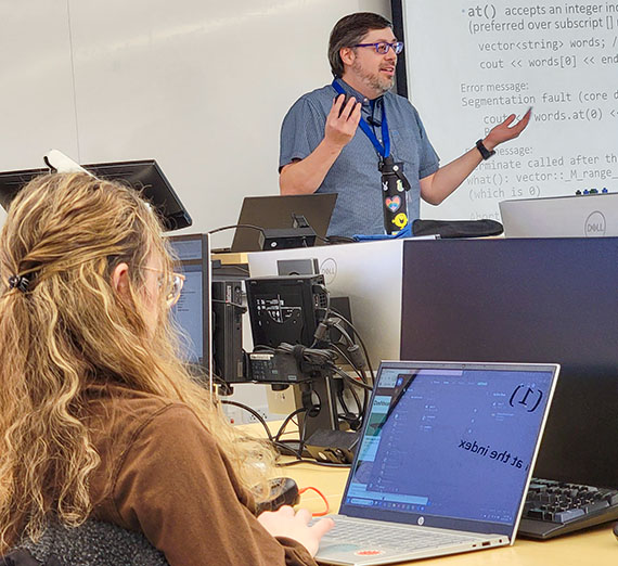 Olivares teaches a computer science course