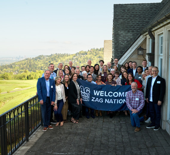 Group photo of attendees of the Forging Forward Bellevue event 