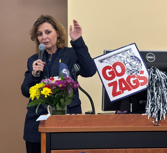 Gonzaga President Katia Passerini, Ph.D., presidents at the Forging Forward San Jose event