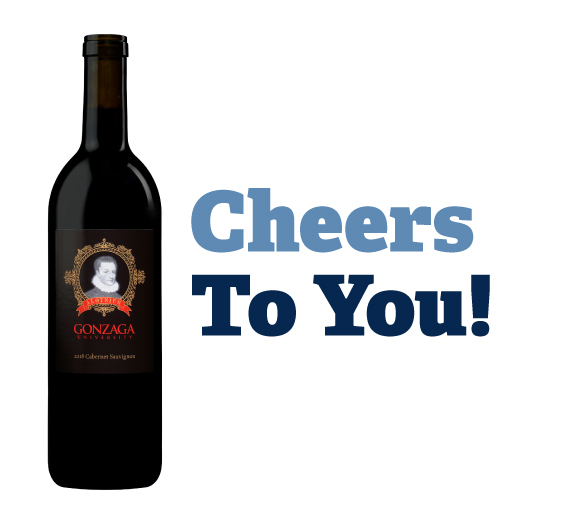 Bottle of St. Aloysius Gonzaga Wine by Va Piano Vineyards 'Cheers To You!'