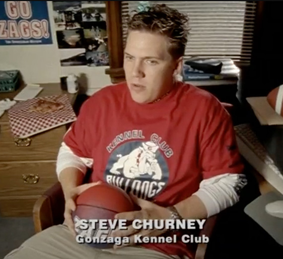 A student actor in Gonzaga's retro Kennel Club commercial