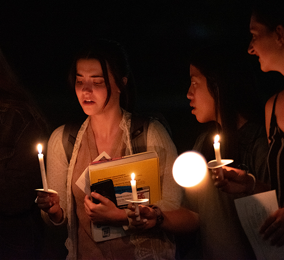 Students attend a faith walk