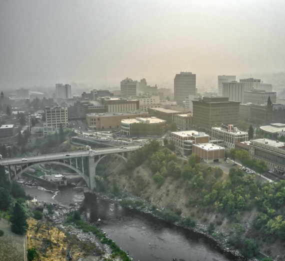 Smoky downtown Spokane