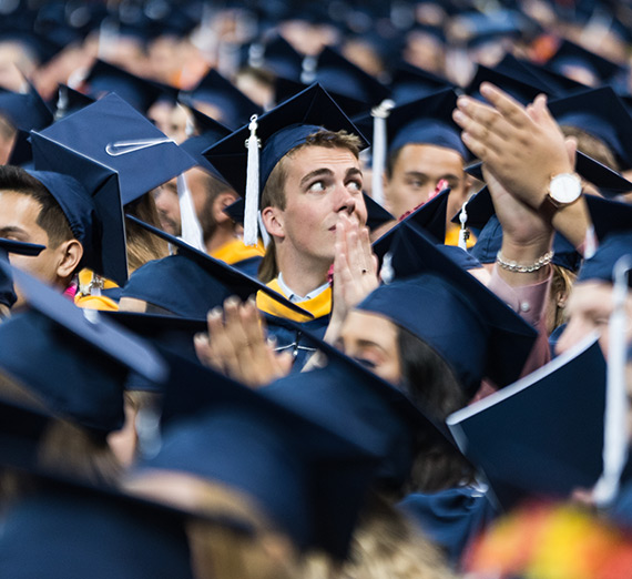 Graduates celebrate at  Gonzaga's commencement ceremony. 