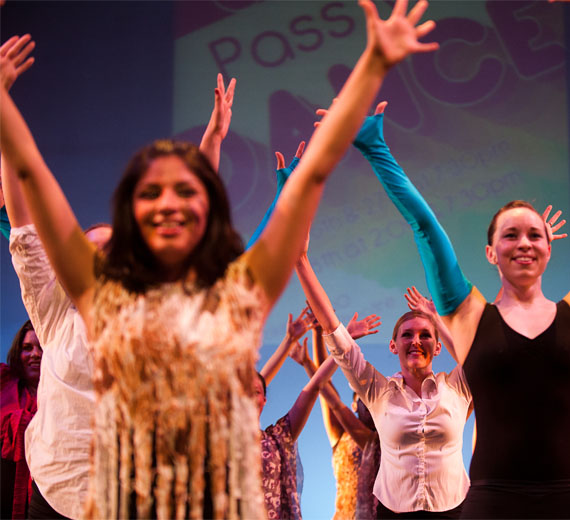 students dancing in performance 