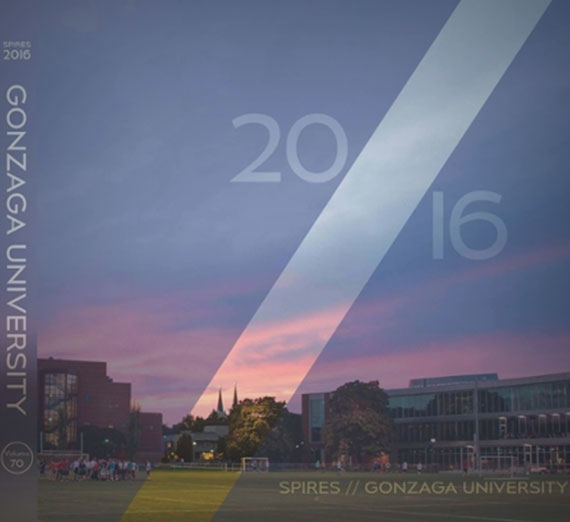 2016 Spires yearbook cover, "Gonzaga University 2016"