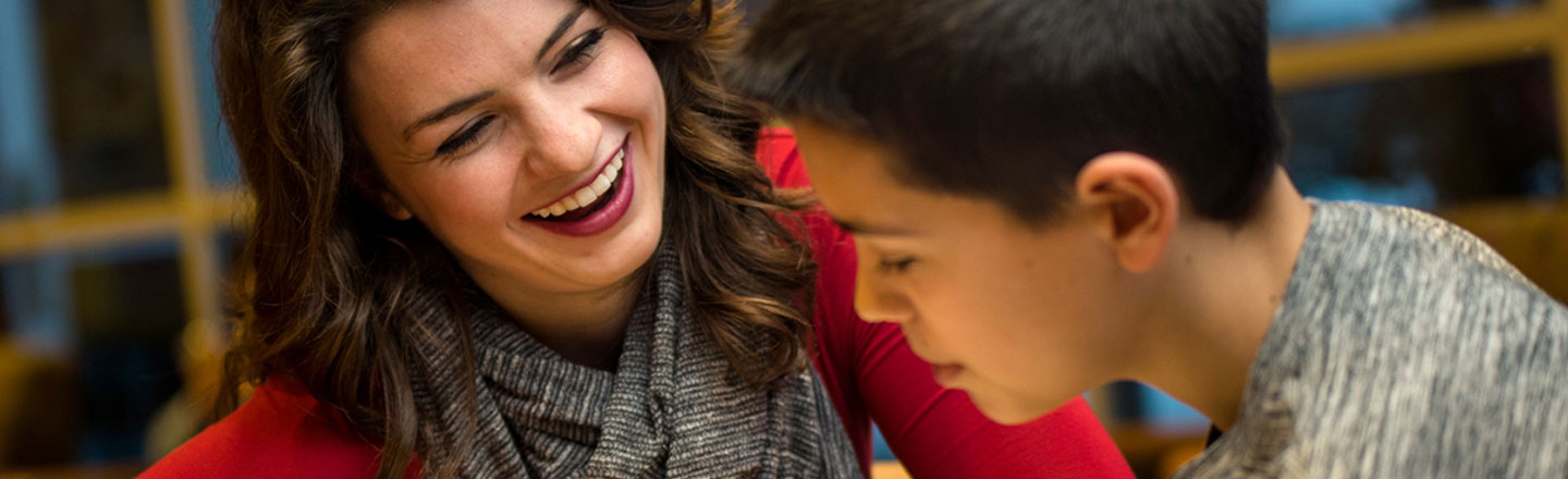 Gonzaga University student Madison Rose mentors a young boy with learning disabilities.