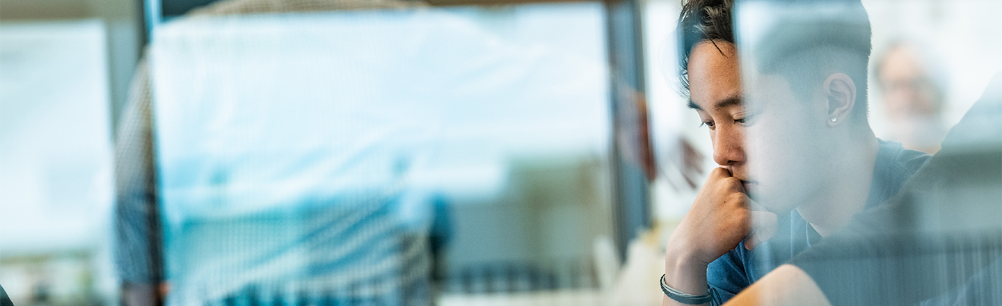 A student studies in Bollier