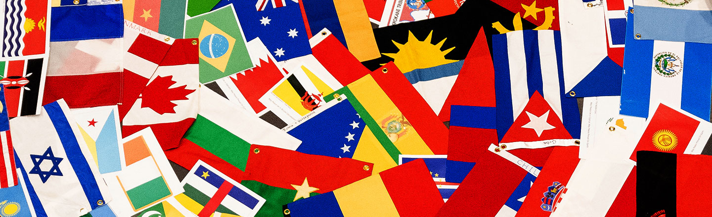 A mosaic of flags.