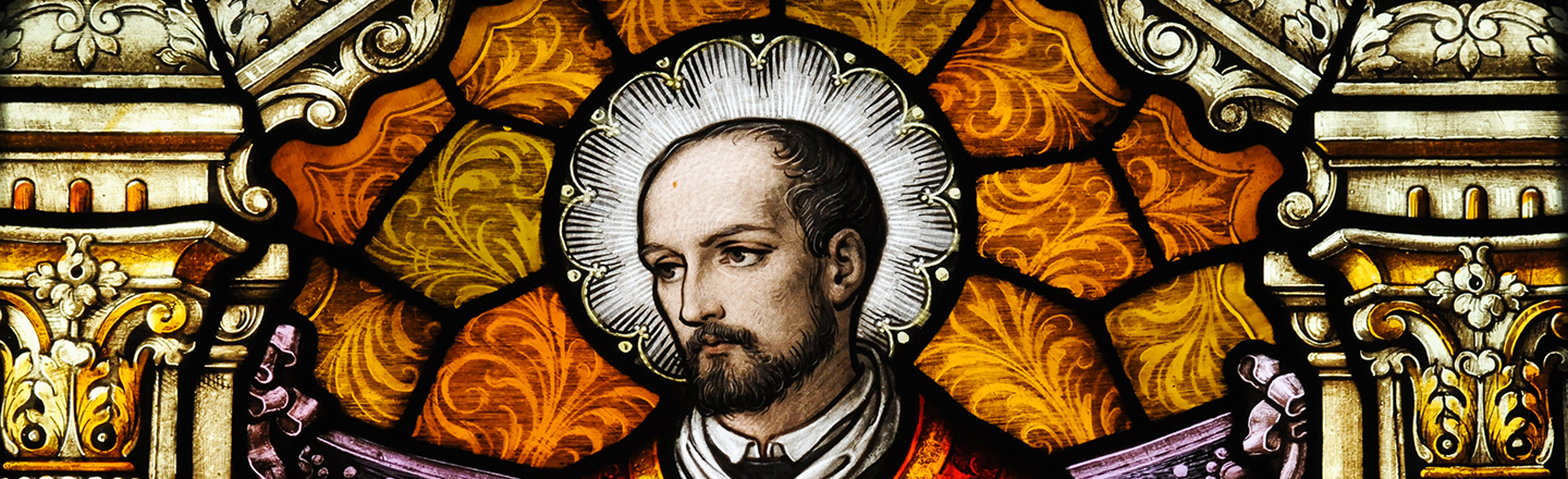 Saint Ignatius stained glass.
