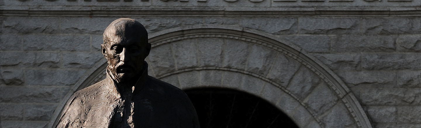 Statue of St. Ignatius of Loyola on the campus of Gonzaga University
