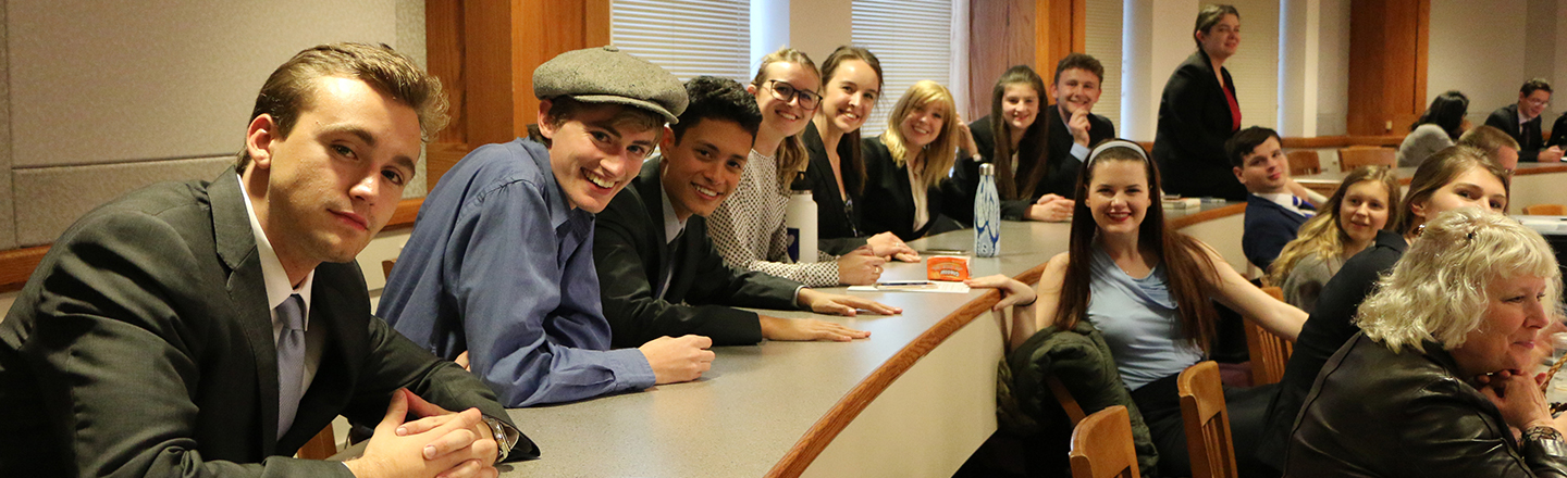 Informal group photo of Gonzaga Mock Trial students.