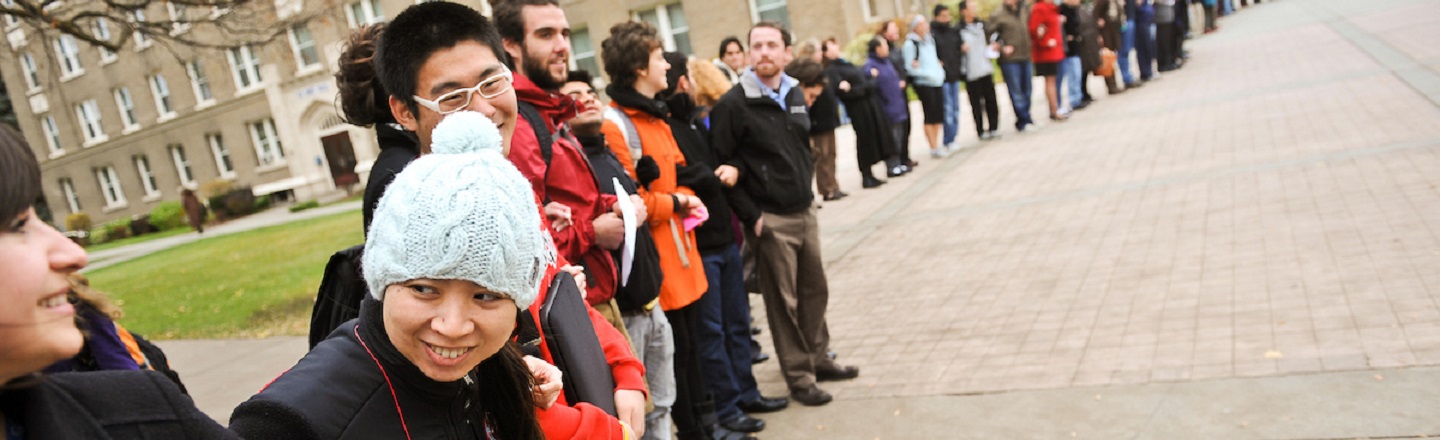 Students, faculty, and staff formed a human chain in front of Crosby to support the International Day of Tolerance on Nov. 16, 2010.