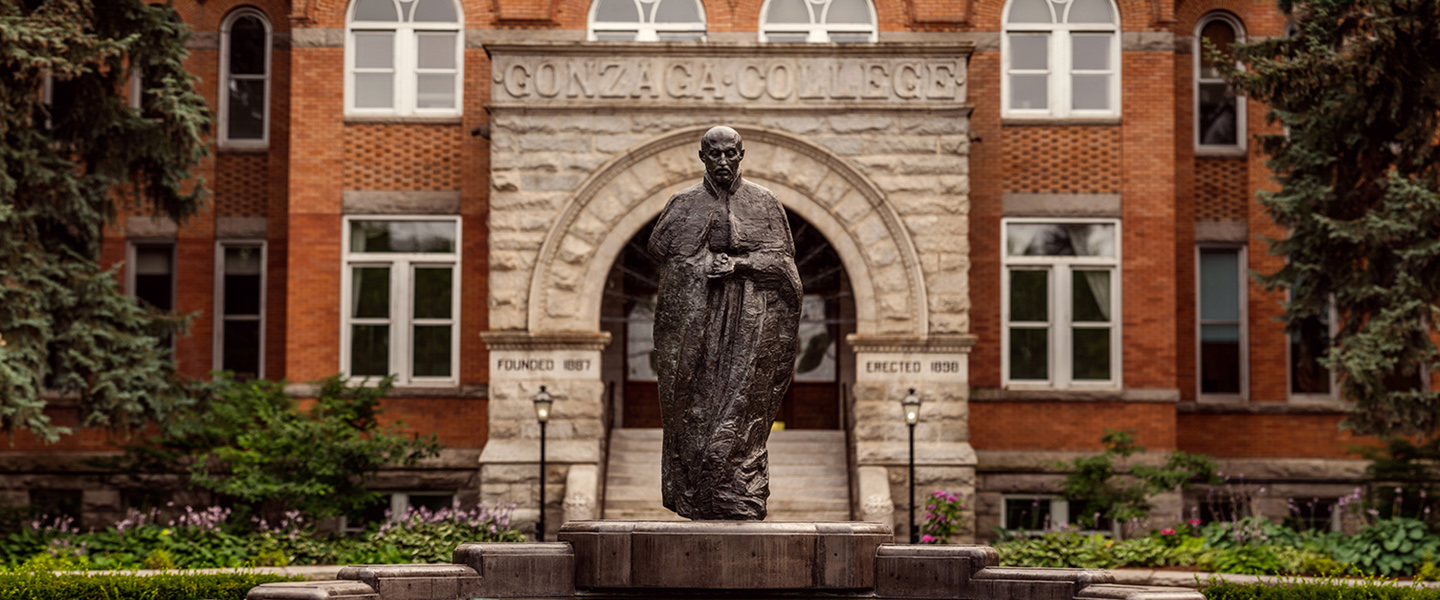 Wide campus statue